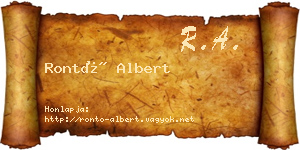 Rontó Albert névjegykártya